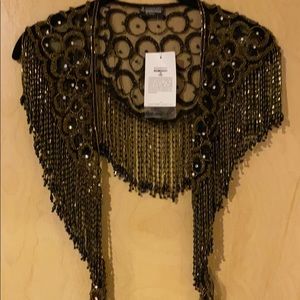 Gold and black beaded shawl